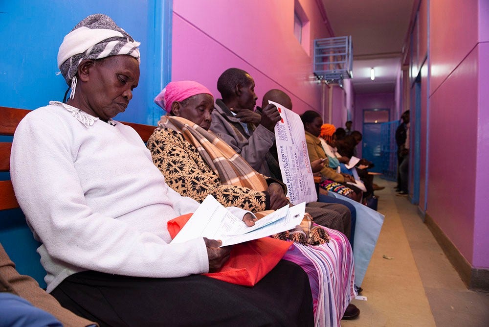 Patients waiting in the cancer treatment center at Kenyatta National Hospital