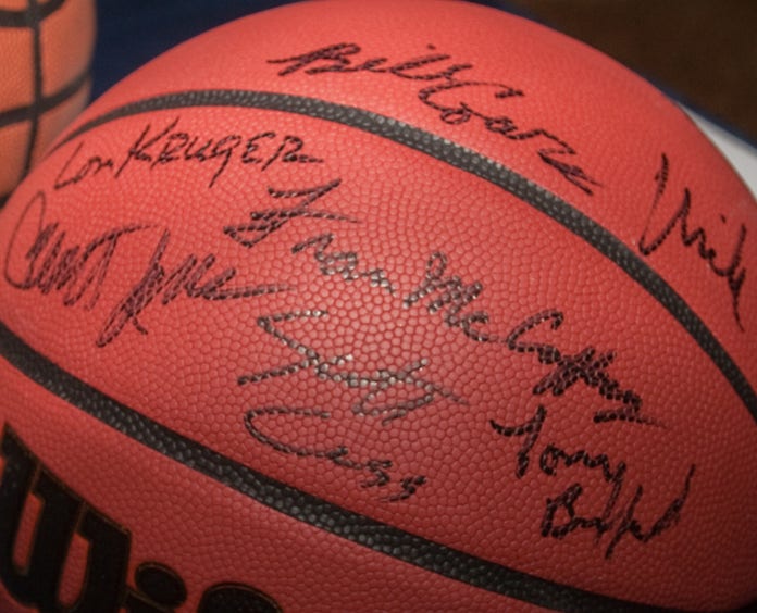 Basketball with signatures
